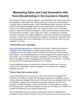 Maximizing Sales and Lead Generation with Voice Broadcasting in the Insurance Industry.docx