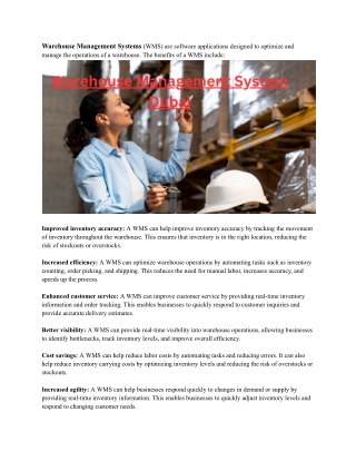 Warehouse Management System Dubai