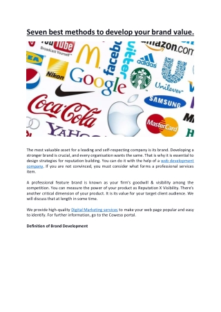 Seven best methods to develop your brand value.