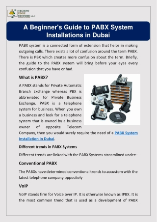 A Beginner's Guide to PABX System Installations in Dubai
