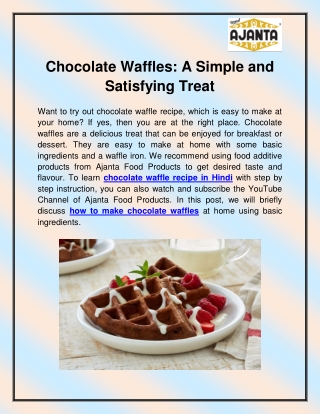 Chocolate waffle recipe in Hindi