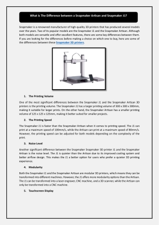 What is The Difference between a Snapmaker Artisan and Snapmaker J1