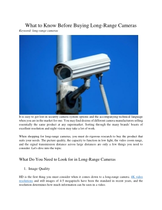 What to Know Before Buying Long-Range Cameras