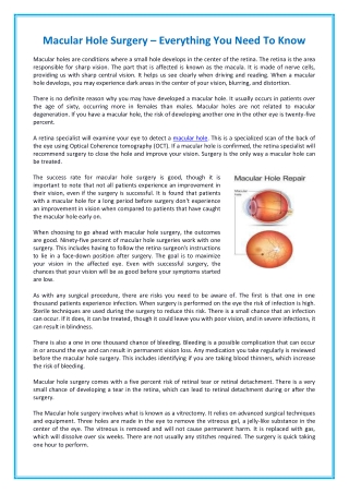 Macular Hole Surgery – Everything You Need To Know