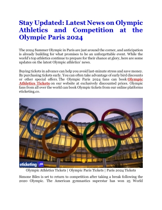 Stay Updated Latest News on Olympic Athletics and Competition at the Olympic Paris 2024