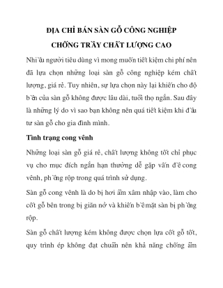 Địa chỉ bán sàn gỗ công nghiệp chống trầy chất lượng cao