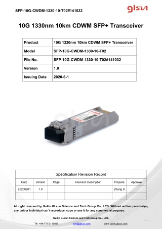 10G 1330nm 10km CDWM SFP  Transceiver