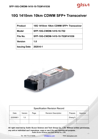 10G 1410nm 10km CDWM SFP  Transceiver