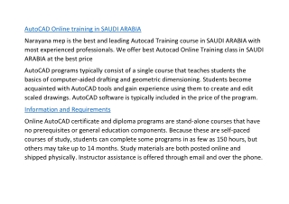 AutoCAD Online training in SAUDI ARABIA