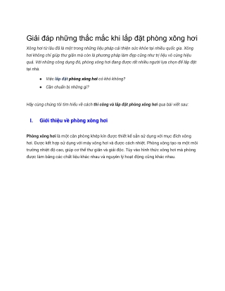 Giải đáp những thắc mắc khi lắp đặt phòng xông hơi
