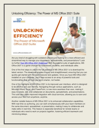 Unlocking Efficiency: The Power of MS Office 2021 Suite