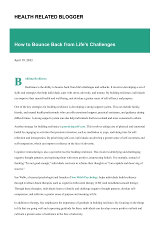 How to Bounce Back from Life's Challenges