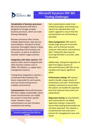 Microsoft Dynamics ERP 365 Testing challenges - ERP Performace Testing