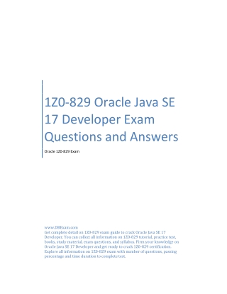 1Z0-829 Oracle Java SE 17 Developer Exam Questions and Answers