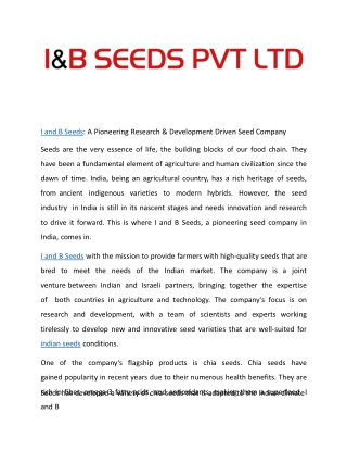 I and B Seeds