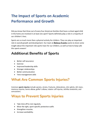 The Impact of Sports on Academic Performance and Growth