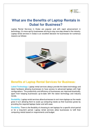 What are the Benefits of Laptop Rentals in Dubai for Business