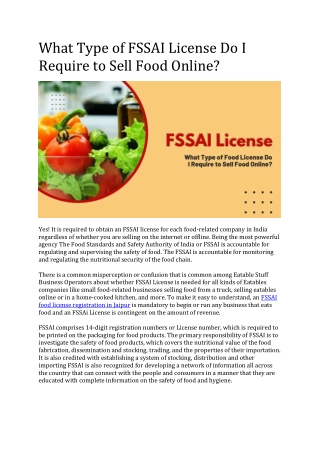 What Type of FSSAI License Do I Require to Sell Food Online