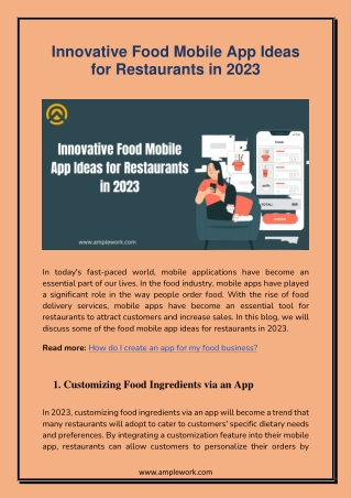 Innovative Food Mobile App Ideas for Restaurants in 2023