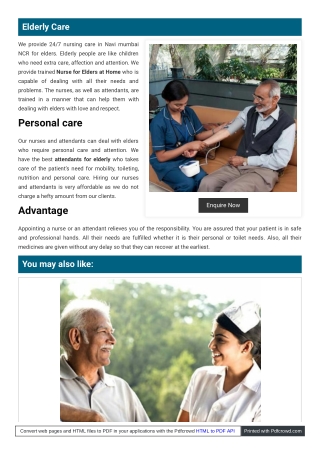 Best Home Attendant Services || Elderly Care at Home in Navi Mumbai