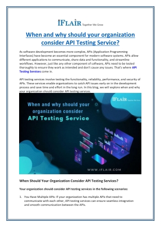 When and why should your organization consider API Testing Service