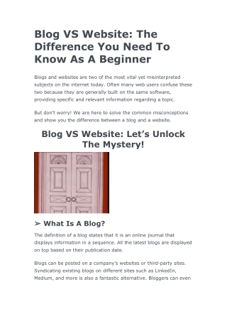 Blog VS Website