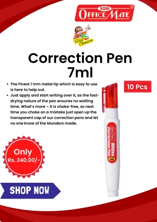 Soni office mate Correction Pen 7 ml -Pack of 10