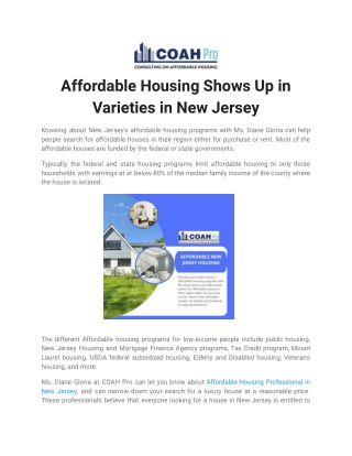 Affordable Housing Shows Up in Varieties in New Jersey