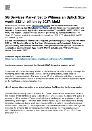 5G Services Market Surge Valuation Of $331.1 billion By 2027: Report by MnM