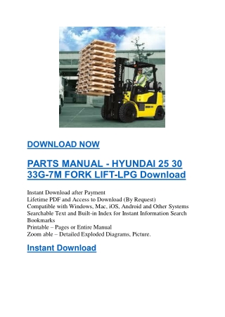 PARTS MANUAL - HYUNDAI 25 30 33G-7M FORK LIFT-LPG Download