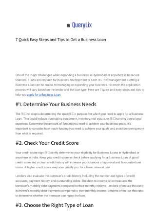 7 Quick Easy Steps and Tips to Get a Business Loan