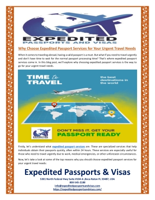 Why Choose Expedited Passport Services for Your Urgent Travel Needs