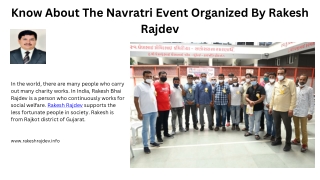 Know About The Navratri Event Organized By Rakesh Rajdev