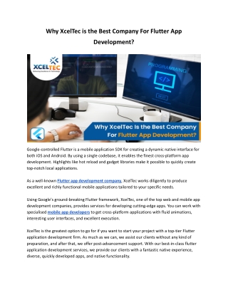 Why XcelTec is the Best Company For Flutter App Development_