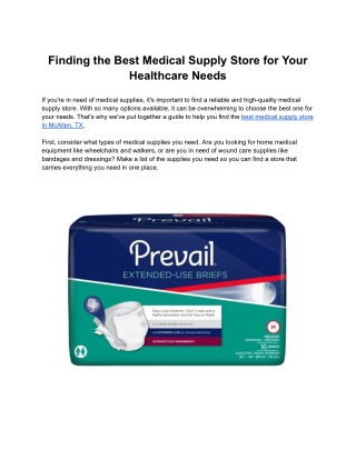 Finding the Best Medical Supply Store for Your Healthcare Needs