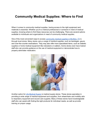 Community Medical Supplies: Where to Find Them