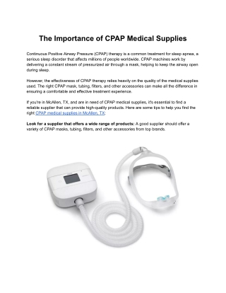 The Importance of CPAP Medical Supplies