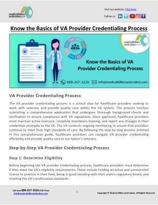 Know the Basics of VA Provider Credentialing Process