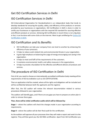 Get ISO Certification in Delhi – SIS Certification