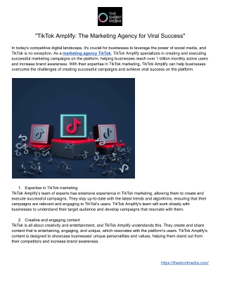 "TikTok Amplify: The Marketing Agency for Viral Success"