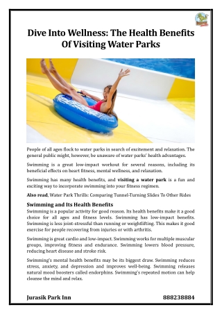 Dive Into Wellness The Health Benefits Of Visiting Water Parks