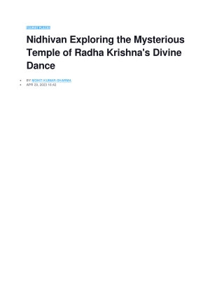 Nidhivan Exploring the Mysterious Temple of Radha Krishna's Divine Dance