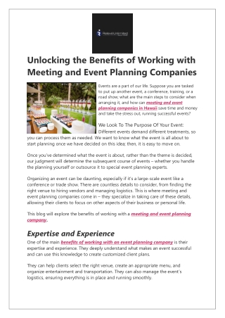 Unlocking the Benefits of Working with Meeting and Event Planning Companies