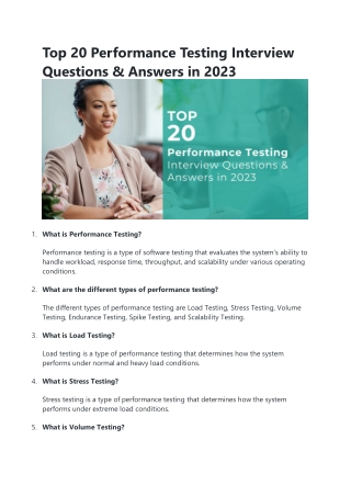 Top 20 Performance Testing Interview Questions