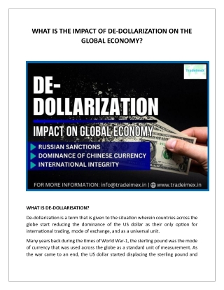 WHAT IS THE IMPACT OF DE-DOLLARIZATION ON THE GLOBAL ECONOMY