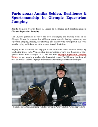 Paris 2024 Annika Schleu, Resilience & Sportsmanship in Olympic Equestrian Jumping