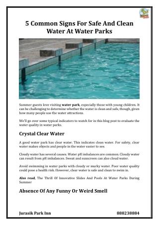 5 Common Signs For Safe And Clean Water At Water Parks