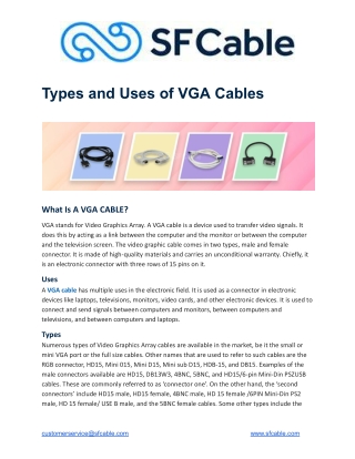 Types and Uses of VGA Cables