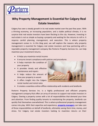 Why Property Management is Essential for Calgary Real Estate Investors