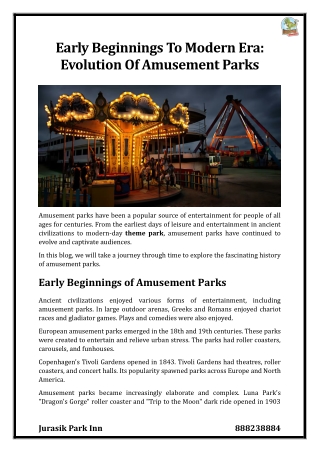 Early Beginnings To Modern Era Evolution Of Amusement Parks